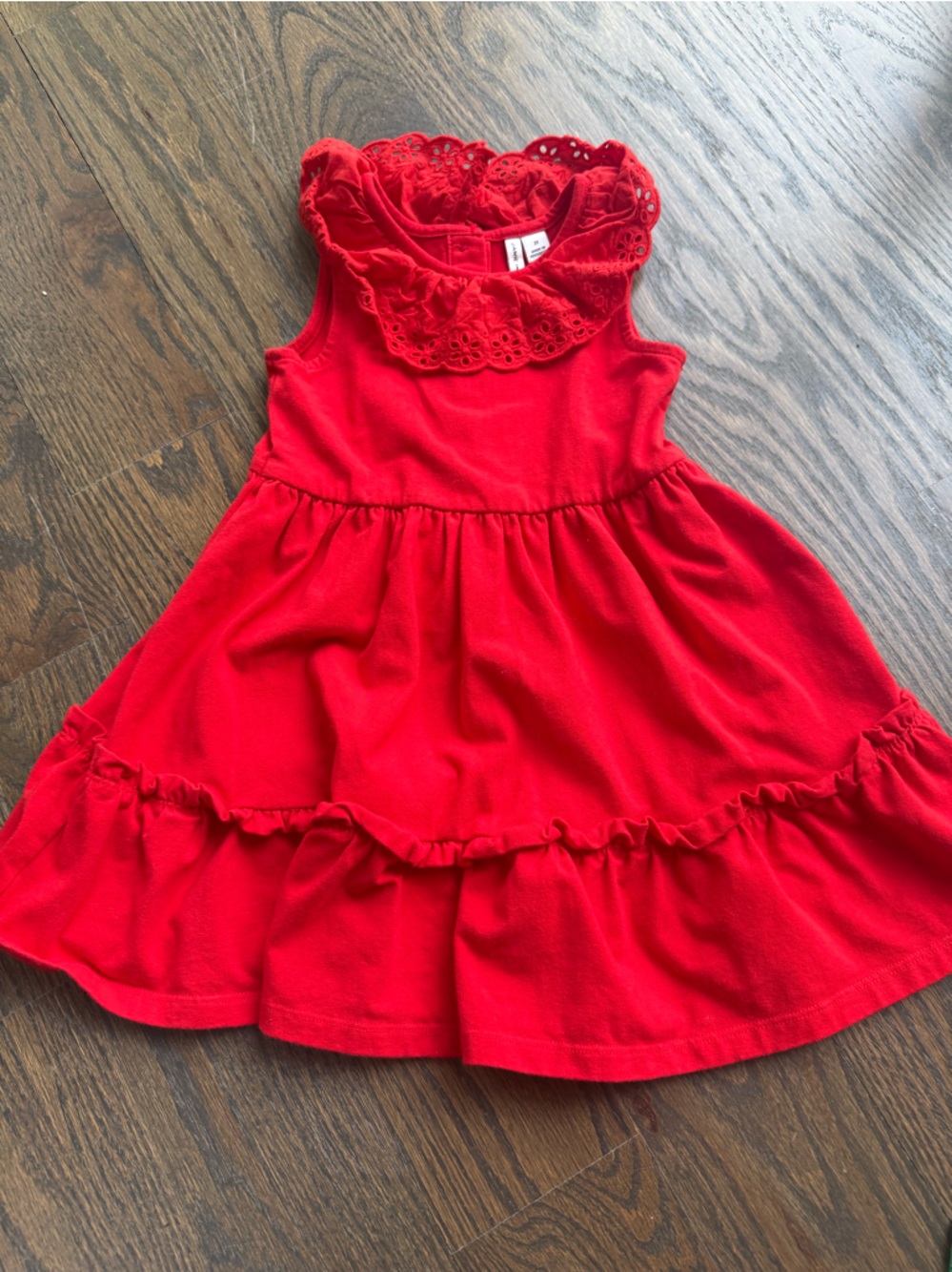 Janie and Jack Girls Red Ruffle Collar Dress